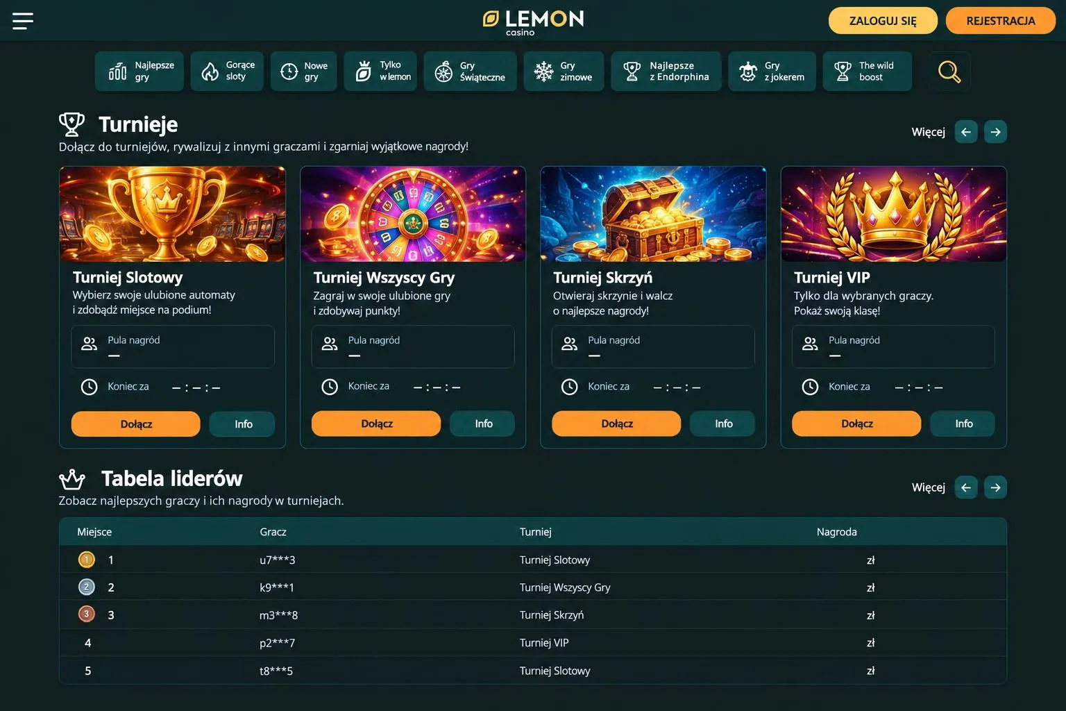 Loterie, skrzynie bonusowe i nagrody specjalne Lemon Casino bonus bez depozytu
